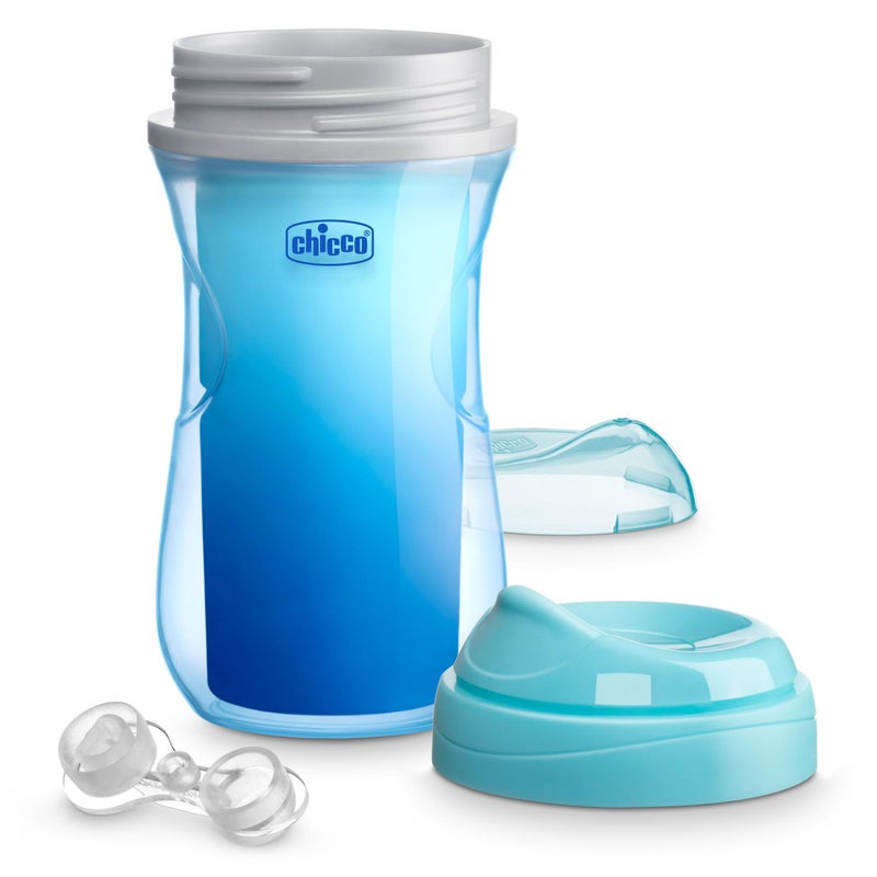 شيكو كوب سيبي معزول بجدار مزدوج من شيكو مع فوهة شرب مقاومة للعض وغطاء مانع للانسكاب، 9oz. | آمنة للاستخدام في الرف العلوي من غسالة الأطباق | من السهل عقد المسافات البادئة المريحة | أزرق/أسماك القرش، قطعتان | 12+ شهرا - Image 5